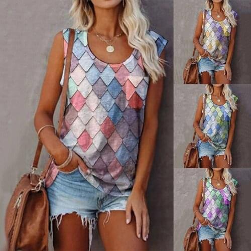 Women Geometric Print T Shirt Loose Plus Size Tops Casual Short Sleeve Tee Clothes 2021 New Summer O Neck Tops