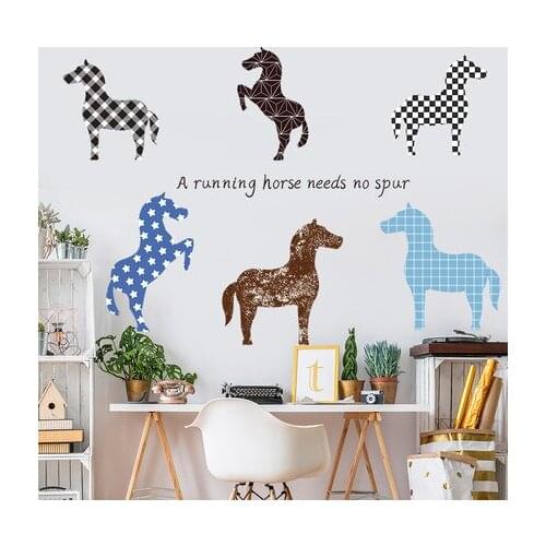 Fine Horse Wall Sticker Concise Literature And Art Dormitory Decor Self-adhesive Creative Kids Room Decoration Home Decor Mural