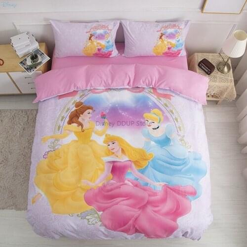 Disney Cinderella Aurora Ariel Belle Girls Women Bedding Set Children Kids Duvet Cover Sets Bedclothes Bed Linen Bedroom Decor