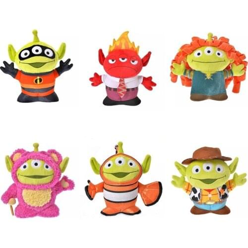 Xmas Disney 25th Toy Story Plush Soft Doll 12cm Alien Cosplay Merida Anger Bob Parr Woody Lotso Nemo For Kids Gift