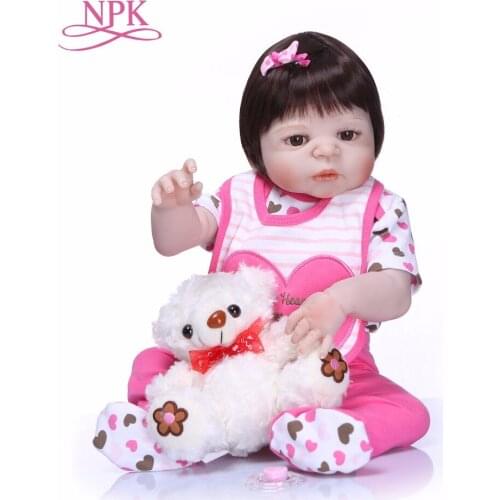 NPK 22" 55cm real full silicone reborn dolls newborn baby girl dolls for children gift bebe alive reborn bonecas brinquedos