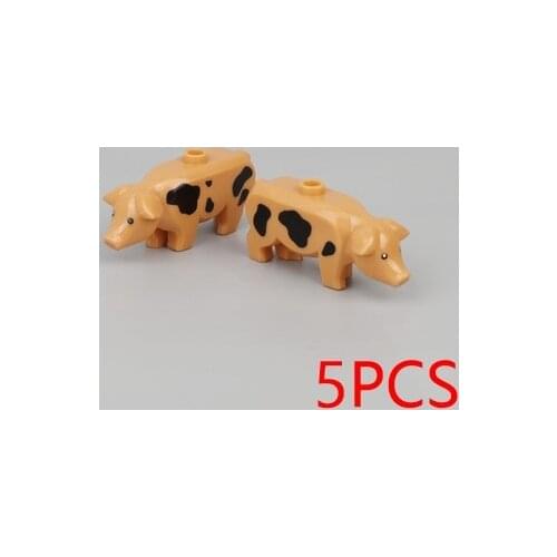 [MOC Hub] Pig Animals Building Blocks Brick Horse Crocodile Gorilla Tiger Kids Toys Animal Lockings Figures Assemble