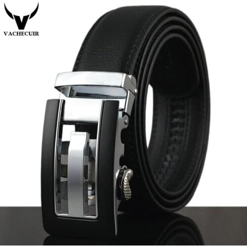 Fashion Mens Belt Plus Size Real Leather Automatic Buckle Black Belts Elegant Luxury Brand Designer Belts Men High Quality Q167