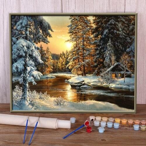Tree Landscape DIY Painting By Numbers Package Acrylic Paints 50*70 Oil Painting Home Decor For Adults Handiwork For Wholesale