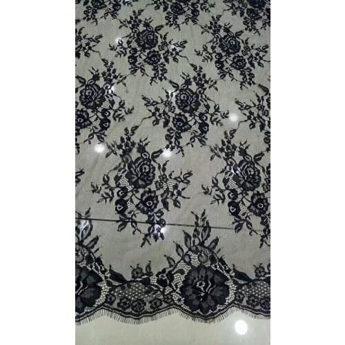 GLACE 3M/Lot 2019NEW Black Eyelash Lace Fabric soft for night dress cloth accessories wedding dress decoration DIY TX379