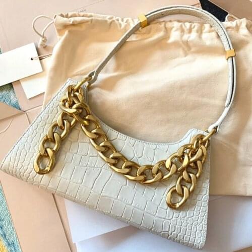 Advanced Small Bag Baguette Bag New Fashion Underarm Frog Bag Leather Shoulder Chain Bag Female