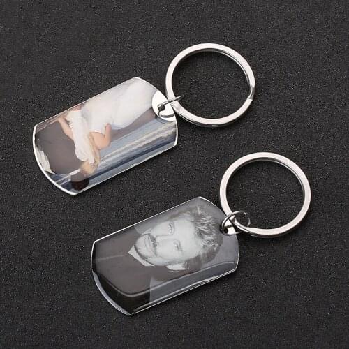 Personalized Custom Photo Memory Solid Keychain Engraved Name Date Key Chain Rings Customized Graduation Jewelry Gift