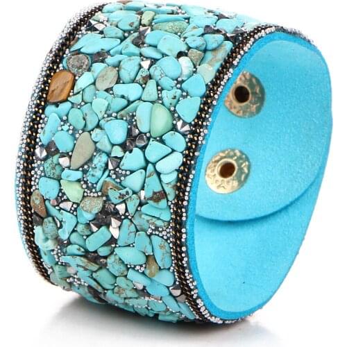 7 color burst models popular punk wind wide bracelet natural crystal gravel multi-color bracelet