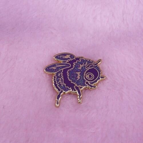 Purple bee glitter lapel pin fantasy insect collection