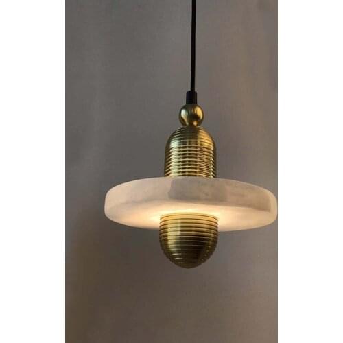 Luxury Marble LED Pendant Lamp Gold LED Hanging Lights for living Room Bedroom Black Or Brass Popular Lamp