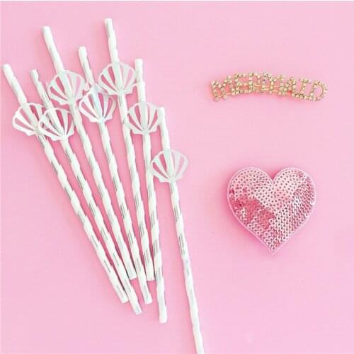 Mermaid Seahorse Hot Gold Food Quality Paper Straw Childrens Birthday Party European Dessert Party YK58