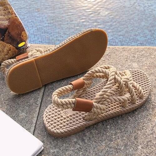 Akexiya NewSummer Sandals Woman Shoes Braided Rope Traditional Casual Style Simple Creativity Fashion Sandals Flat Women Shoes