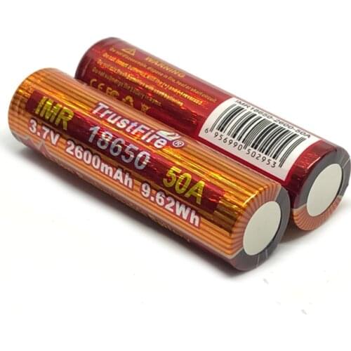 TrustFire IMR 18650 2600mAh 3.7V 50A 9.62Wh High-Rate Lithium Battery Rechargeable Batteries For E-cigarettes LED Flashlights