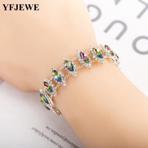 YFJEWE Crystal Horse Eye Bridal Bracelets for Women Wholesale Wedding Jewelry Bracelets Bangle Fashion Accessory B218