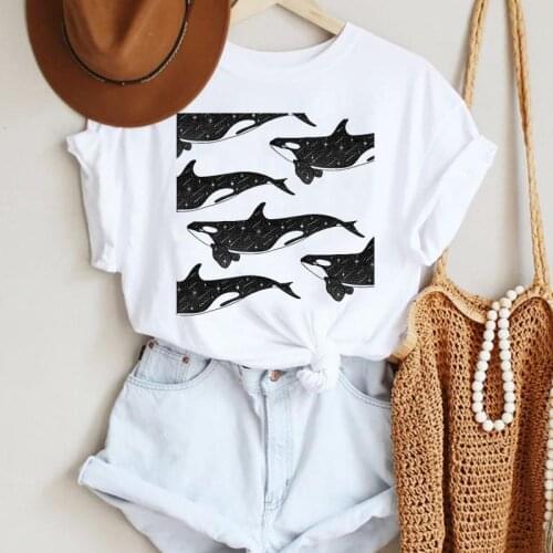 Women Fashion Lovely Animal Beach Cute Ladies Cartoon Summer Lady Print Tee Graphic T Top Female Tshirts Clothes T-Shirt