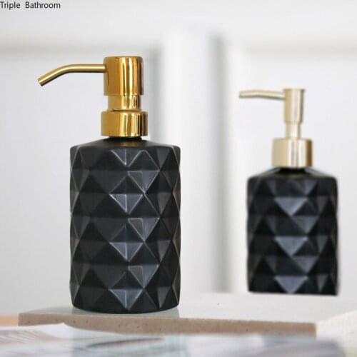 1 pc 330ml/400ml Hand Washing Liquid Bottle European Style black Glass Bottle Shampoo Body Wash-Soap Bottle Bathroom Supplies