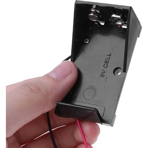 1PC Battery Holder Case 9V Cell Carbon Storage Box Two Wire Lead Spring Clip DIY Plastic Batteries Container Connecting Solder