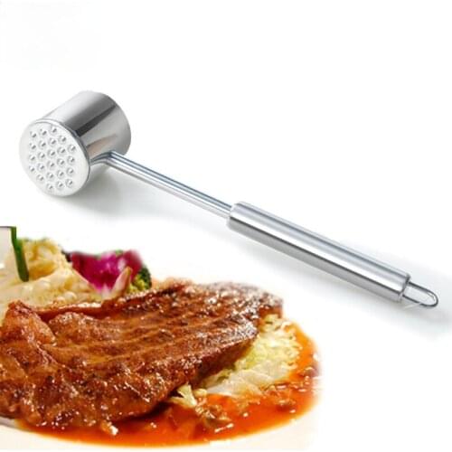 1Pcs Kitchen Gadgets Meat Hammer Two Sides Loose Tenderizers Portable Steak Pork Tools Stainless Steel Double-Sided Meat Hammer