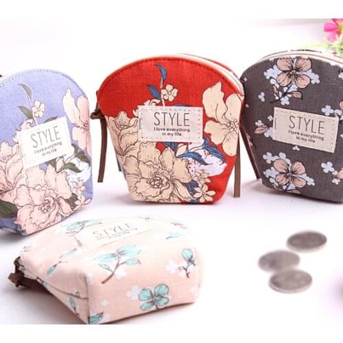 1PC Fresh style flower series women wallet Cute portable coin bag Canvas stationery bags purses Office supplies (ss-1523)