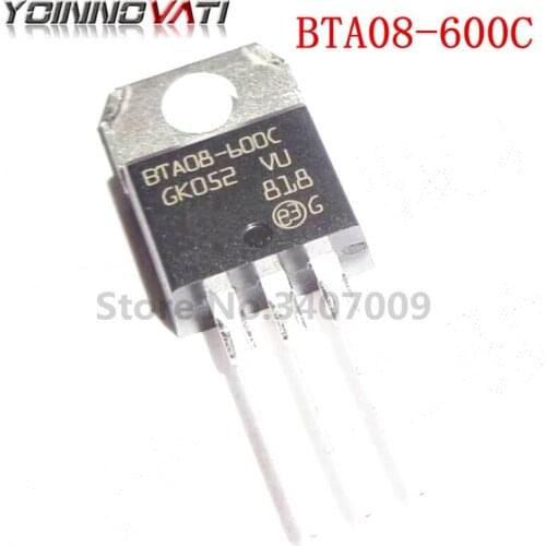 10PCS BTA08-600C TO-220 BTA08-600 BTA08 Triac 8 Amp 600 Volt
