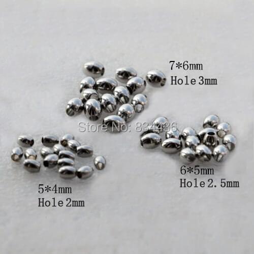 100pcs 2 2.5 3mm hole stainless steel 5 6 7mm Oval beads bracelets necklaces accessories women men jewelries DIY findings parts