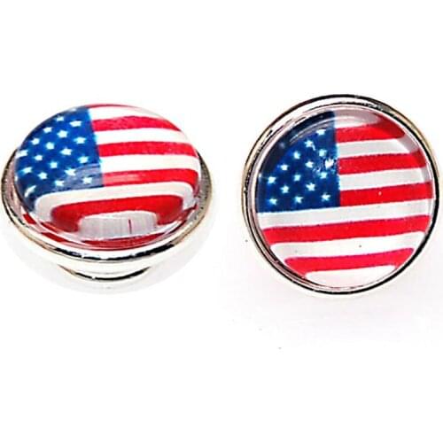12pcs Baking of varnish glass Jewelpop fits American flag kameleon diy bracelet jewelry , silver plating , DIY snap charms