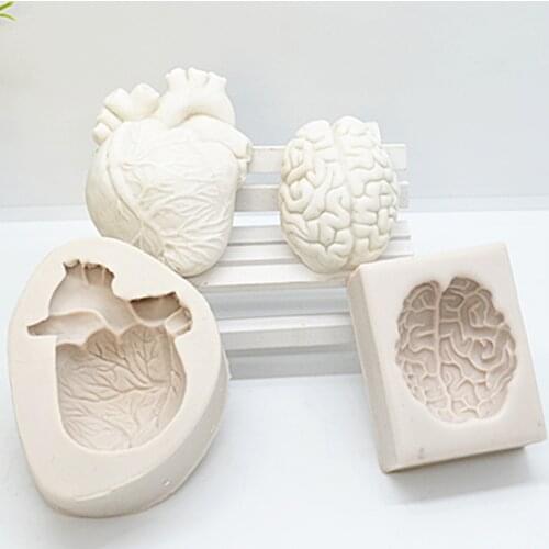 2Pc/Set Brain And Heart Silicone Fondant Molds DIY Resin Chocolate Mold Cake Decorating Tools Kitchen Baking Accessories M2004