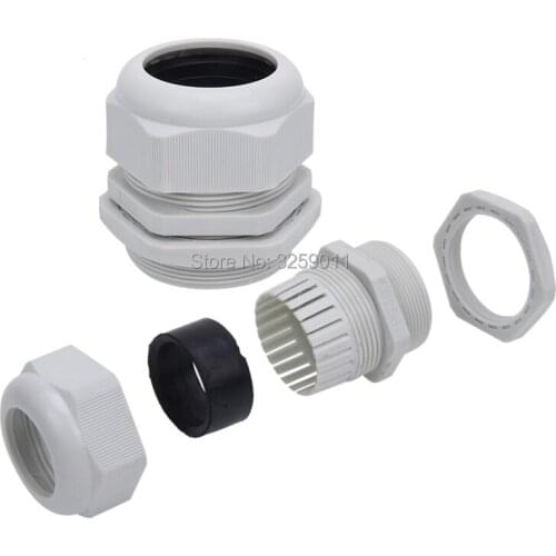 5PCS Cable Glands PG 63 Black White Waterproof Adjustable Nylon Connectors Joints With Gaskets 42-50mm For Electrical Appliances