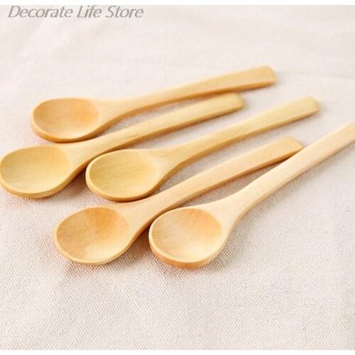 5pcs/lot 13*3cm Mini Wooden Spoon Dessert Coffee Honey Tea Wood Soup Spoon Kitchen Tool