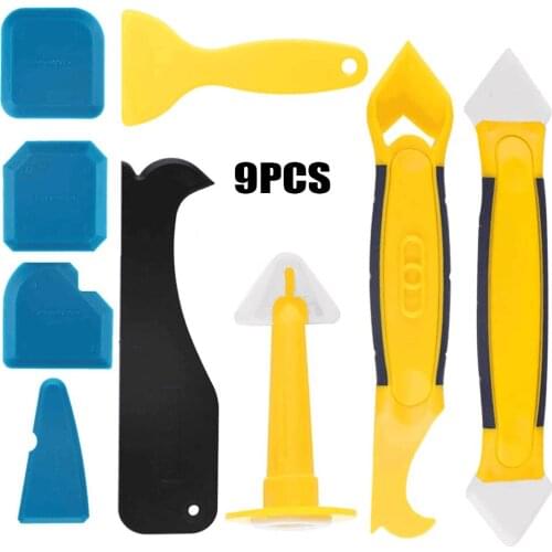 9 pieces of sealant remover, silicone remover, silicone caulking kit, tool caulking nozzle set with plastic scraper and nozzle