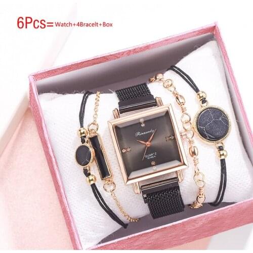 Fashion Luxury Quartz Watch Women Watches Ladies Wristwatch Bracelet Watch 5pcs Set For Women Dress Mesh Belt Female Clock
