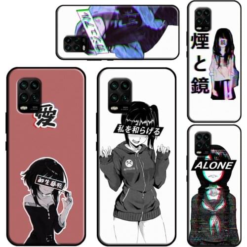 Sad Japanese Anime Aesthetic Case For POCO X3 Pro M3 F2 F3 Back Cover For Xiaomi Mi 11 Ultra Note 10 Lite Mi 9T 10T Pro