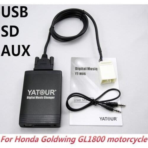 Yatour Digital Music Changer Car Audio Interface for Honda Goldwing GL1800 motorcycle MP3 USB SD AUX Bluetooth adapter