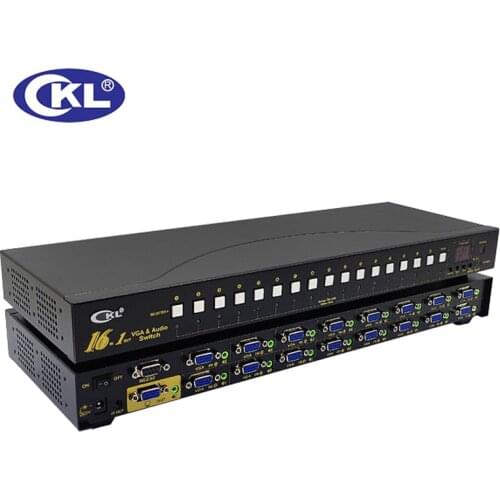 CKL-161S 16 Port Auto VGA Audio Switch 16 in 1 out PC Monitor Switcher Rack with IR Remote RS232 Control 2048*1536@450MHzMetal