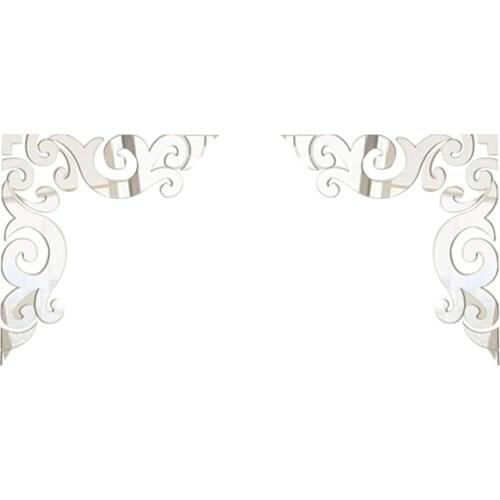 Diagonal Corner Line Acrylic Mirror Wall Stickers Diy Home Decoration Acrylic Decorative Sticker (Silver)