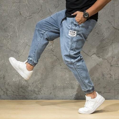 Extra XL Fashion Japanese Overweight Man Loose Denim Pants Plus Size Mens Clothing Printed Jeans Men Baggy Jeans