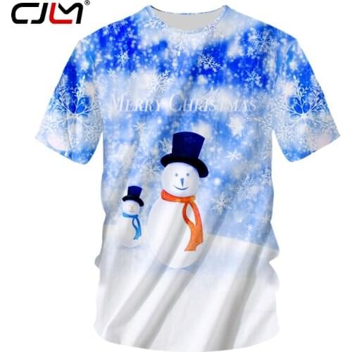 CJLM Man New Snowman O Neck Tshirt 3D Printed Mens Large Size Leisure Tee Shirt Funny Christmas Snowflake T-shirt Suppliers