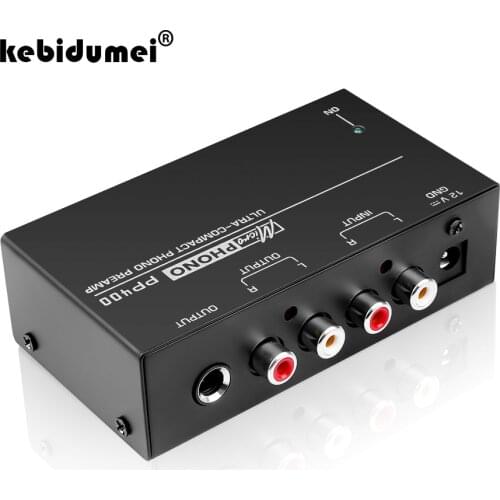 Kebidumei Ultra-Compact Phono Preamp Preamplifier With RCA 1/4Inch Support TRS Interfaces Preamplificador Phono Preamp PP400