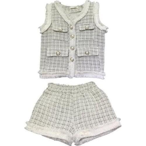 DFXD Toddler Girl Clothing Sets Korean Spring Cotton Cardigan Vest Coat Shorts 2pc Party Outfits Children Clothes 2-7T Fashion