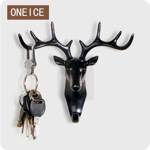 Creative American Style Hooks Solid Deer Head Shape Wall Decoration Hanging Living Room Bedroom Coat Hook Christmas Home