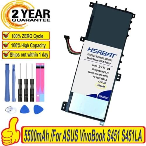 Top Brand 100% New 5500mAh C21N1335 Laptop Battery for ASUS VivoBook S451 S451LA S451LB S451LN Series Ultrabook Batteries