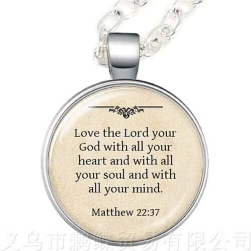 Love The Lord Your God Withall Your Heart Luke Glass Choker Necklace Gift For Lover Friends Motivating People Famous Aphorism