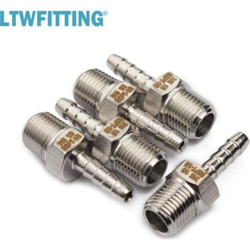 LTWFITTING Stainless Steel 316 Barbed Fitting Connector 1/8" Male BSPT x 1/8"(3mm) Hose Barb Fuel Gas Water