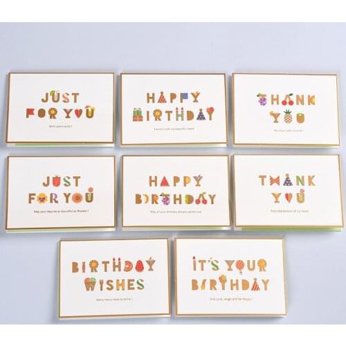 Metallic birthday cards thank you greeting cards kids party birthday greeting cards