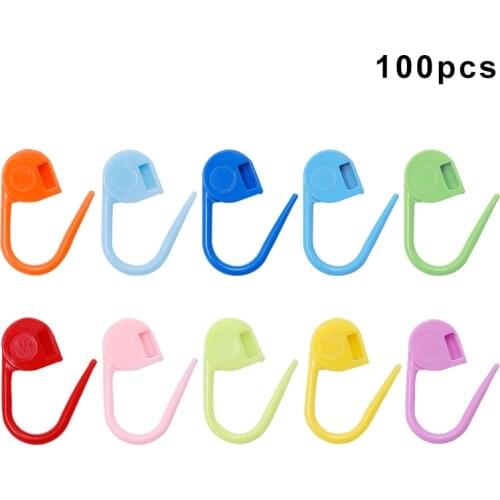 MIUSIE 100pcs Hot sell Mix Color Plastic Resin Small Clip Locking Stitch Markers Crochet Latch Knitting Tools Needle Clip Hook