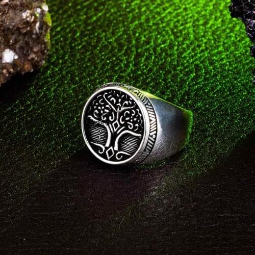 Tree of Life Symbol Men Ring Vintage Men Jewelry Handmade Silver Accessories 925 Sterling Silver Made in Turkey Men For Gifts