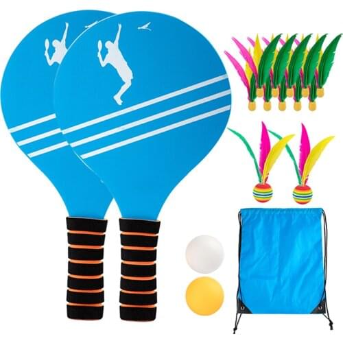 Beach Tennis Badminton Racket Paddle Set with PingPong Balls Shuttlecocks Garden Open Spaces Park Outdoor &T8
