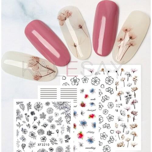 Daisy Nail Sticker for Design Decoration Nail Art Stickers Decals Back Glue Orchid Sticker for Nails Manicure Design Dandelion