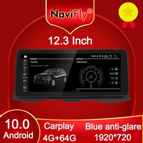 NaviFly 12.3" Carplay 1920 Android 10.0 Car DVD player for BMW 5 Series F10/F11/520 (2011-2016) CIC/NBT system Blue anti-glare