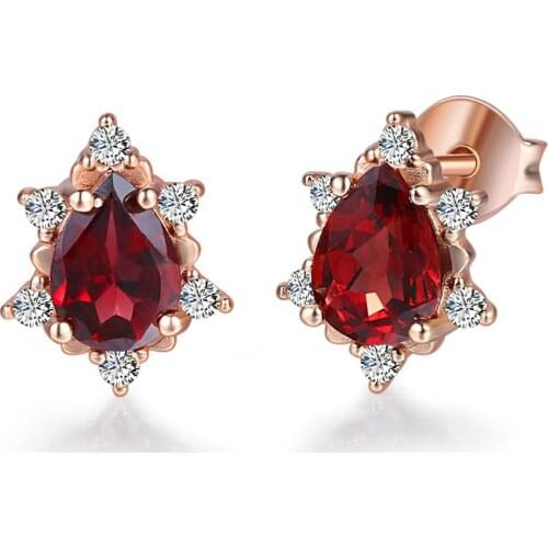 New Teardrop Stud Earrings For Women Angle Tears AAA+Cubiz Zirconia Rose Gold Color Wedding Party Fashion Jewelry E127